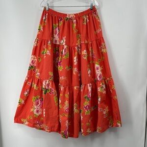 Liz & Me Vintage Tiered Floral Cottagecore Skirt 100% Cotton